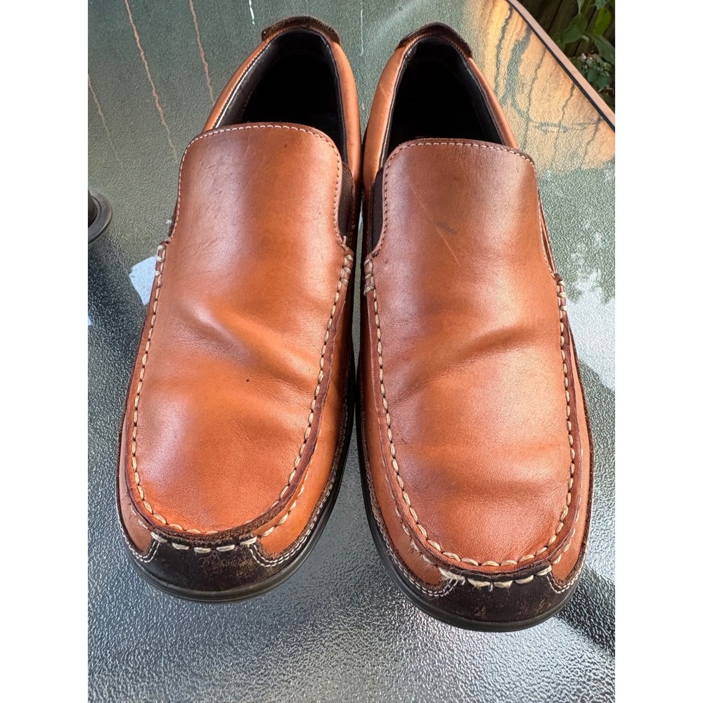 Cole Haan Mens Tan Brown Leather MocToe Slip On Loafers Business Casual Shoes 11